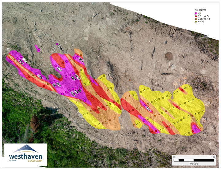 Franz Outcrop Sampling ( >20 g/t Au )