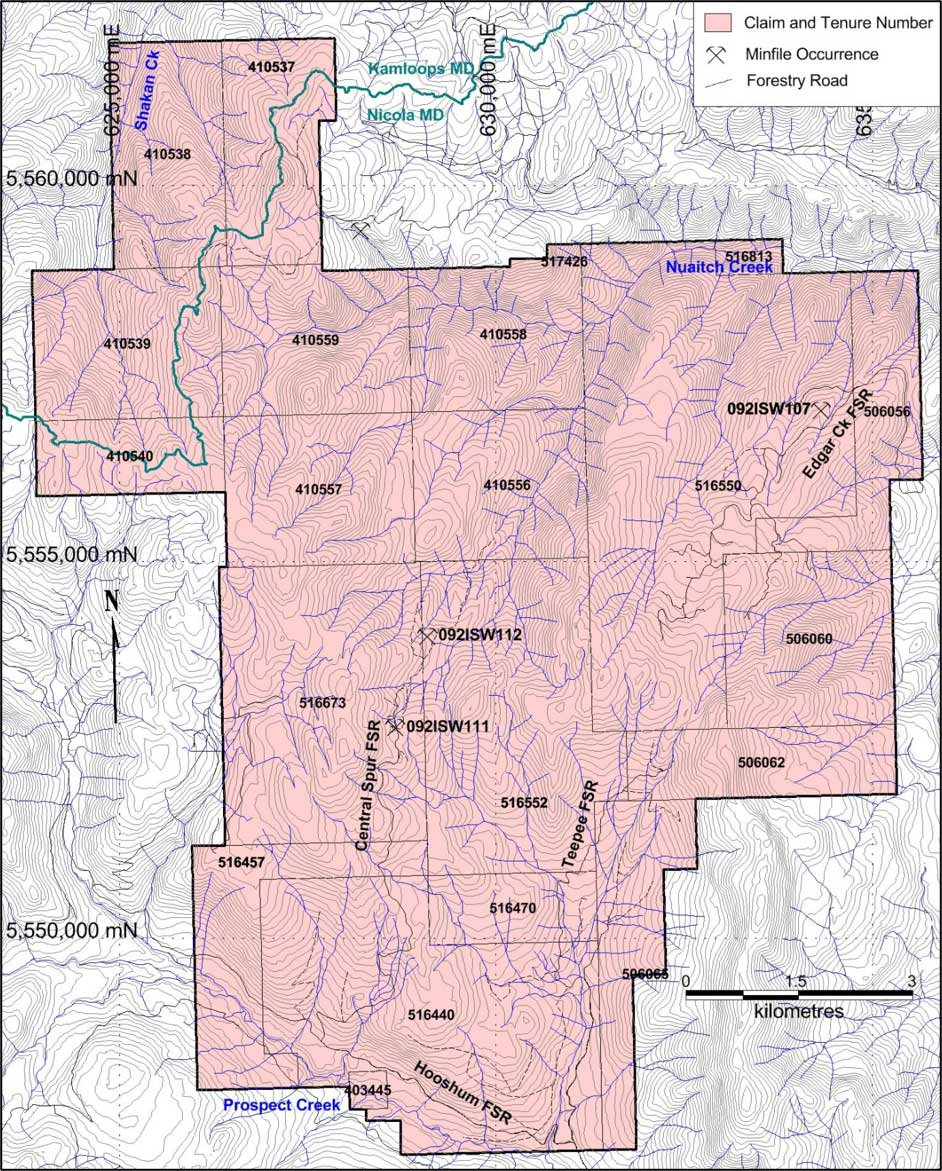 Prospect Valley claim locations and access routes