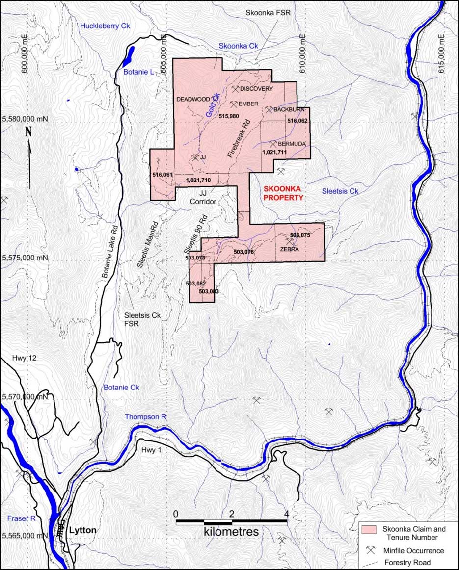 Skoonka claim locations and showings
